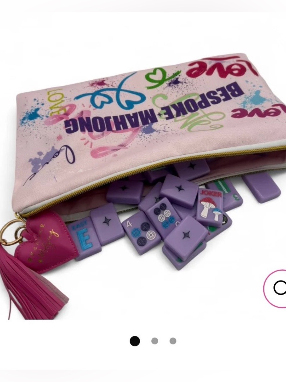 Bespoke Mahjong Love Tile Bag With Puffy Heart Pull. Brand New